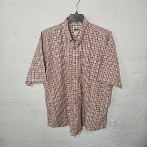 Wrangler Riata Plaid Button Up Shirt Mens 3XL Orange Short Sleeve Western
